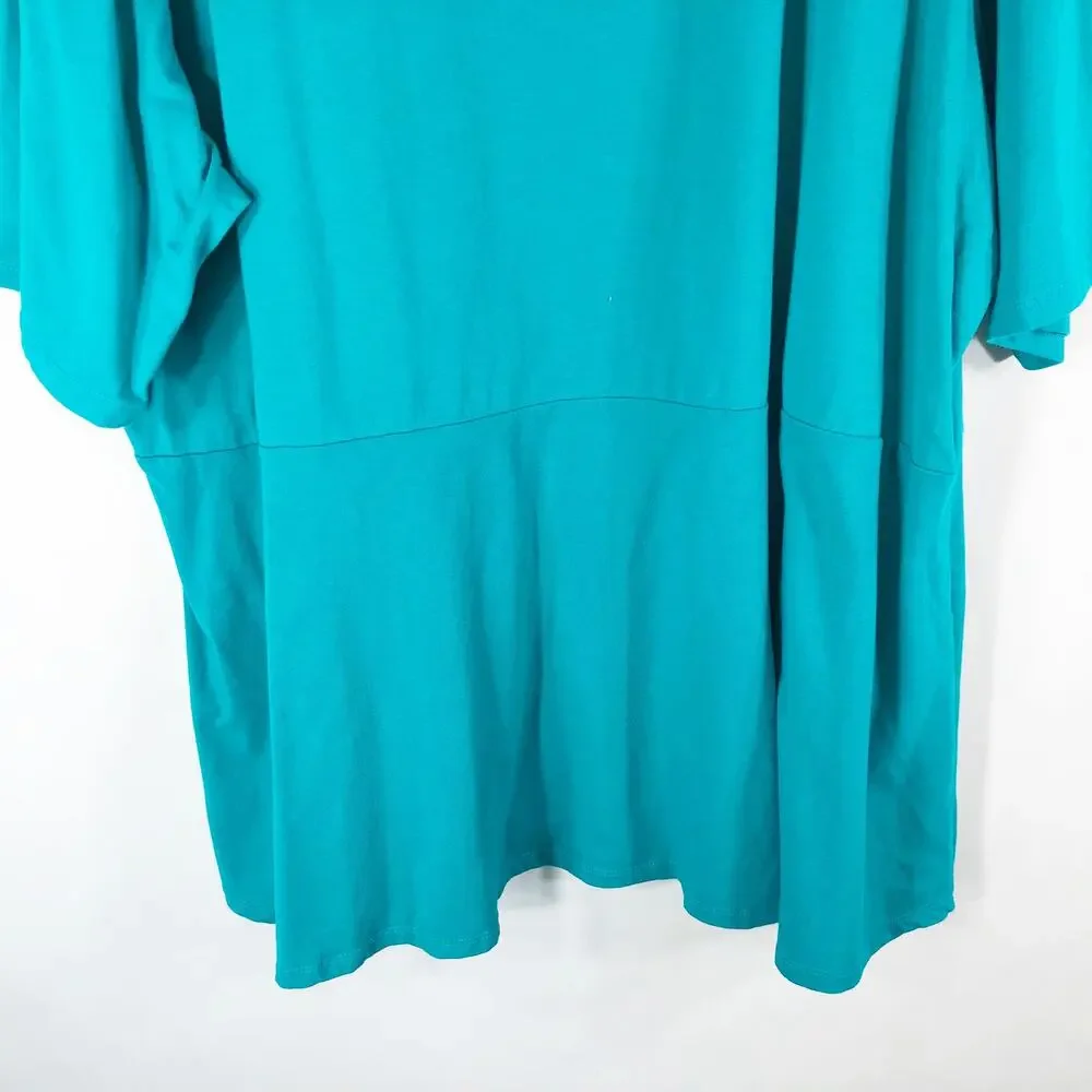Jessica London Plus Size 30 32 Blouse Peplum Top Green‎ Short Sleeve Stretch 244 - Picture 7 of 8